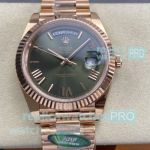 ARF Swiss 1-1 clone Rolex Day-Date 40mm Olive Green Dial Rose Gold President Watch 